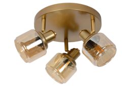 Lucide 'BJORN' Dimmable Rotatable Stylish Indoor Ceiling Spotlight 3xE14 in Gold - thumbnail 2