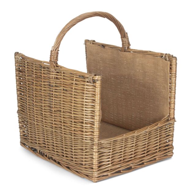 Red Hamper Wicker Antique Wash Open End Basket in Brown - image 1