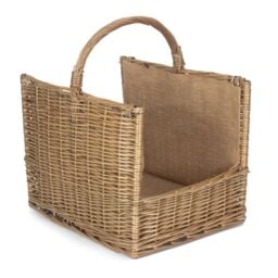 Red Hamper Wicker Antique Wash Open End Basket in Brown