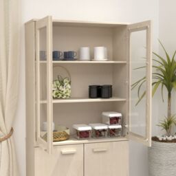 Berkfield Home Top for Highboard HAMAR Honey Brown 85x35x100cm Solid Wood Pine - Size: 85 x 35 x 100 cm - thumbnail 6