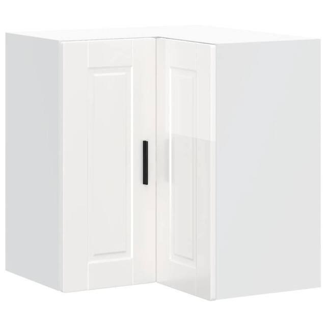 Berkfield Home Kitchen Wall Corner Cabinet Porto High Gloss White Engineered Wood - image 1