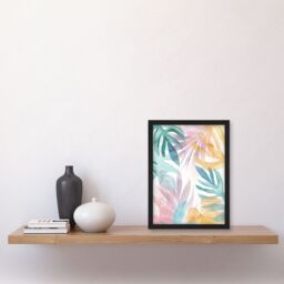 "Artery8 Plant Lover Monstera Leaves Colourful Watercolour Framed Art Print - Size: W12"" x H16""" - thumbnail 4