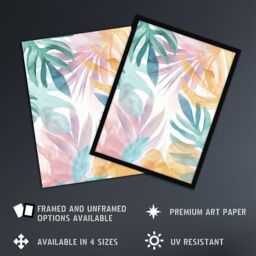 "Artery8 Plant Lover Monstera Leaves Colourful Watercolour Framed Art Print - Size: W12"" x H16""" - thumbnail 2