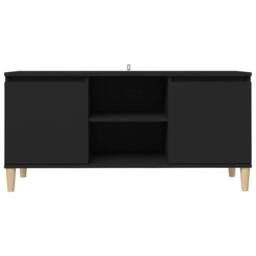 Berkfield Home TV Cabinet with Solid Wood Legs Black 103.5x35x50 cm - thumbnail 5