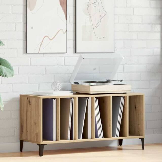 Berkfield Home Record Cabinet Artisan Oak 100x38x48 cm Engineered Wood in Brown - Size: 100 x 38 x 48 cm - image 1