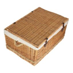 Red Hamper 72cm Rope Handled Cotton Lined Wicker Trunk in White - thumbnail 6