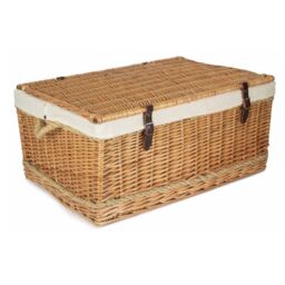 Red Hamper 72cm Rope Handled Cotton Lined Wicker Trunk in White - thumbnail 2