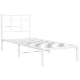 Berkfield Home Metal Bed Frame without Mattress with Headboard White 75x190cm - Size: 75x190 cm - thumbnail 3
