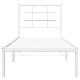 Berkfield Home Metal Bed Frame without Mattress with Headboard White 75x190cm - Size: 75x190 cm - thumbnail 5