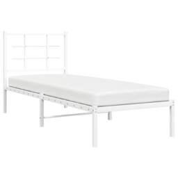 Berkfield Home Metal Bed Frame without Mattress with Headboard White 75x190cm - Size: 75x190 cm - thumbnail 4