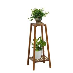 Kelvenix Solid Wood Plant Stand Indoor Balcony 2 Tier in Brown