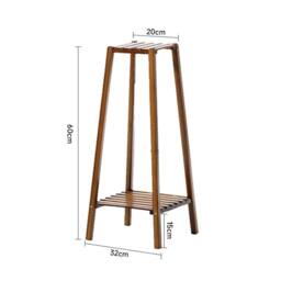Kelvenix Solid Wood Plant Stand Indoor Balcony 2 Tier in Brown - thumbnail 2