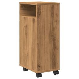 Berkfield Home Narrow Bathroom Cabinet with Wheels Artisian Oak Engineered Wood in Brown - thumbnail 6