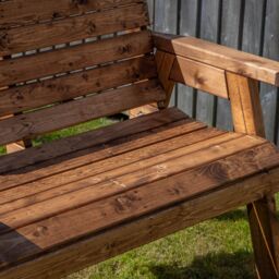 Samuel Alexander Charles Taylor Hand Made Traditional 2 Seater Chunky Rustic Wooden Garden Bench Furniture Flat Packed in Brown - thumbnail 6