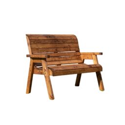 Samuel Alexander Charles Taylor Hand Made Traditional 2 Seater Chunky Rustic Wooden Garden Bench Furniture Flat Packed in Brown - thumbnail 8
