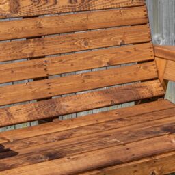 Samuel Alexander Charles Taylor Hand Made Traditional 2 Seater Chunky Rustic Wooden Garden Bench Furniture Flat Packed in Brown - thumbnail 7