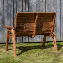 Samuel Alexander Charles Taylor Hand Made Traditional 2 Seater Chunky Rustic Wooden Garden Bench Furniture Flat Packed in Brown - thumbnail 2