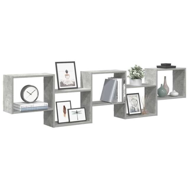 Berkfield Home Wall Cube Shelf 5 Compartments Concrete Grey Engineered Wood - image 1