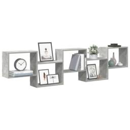 Berkfield Home Wall Cube Shelf 5 Compartments Concrete Grey Engineered Wood - thumbnail 1