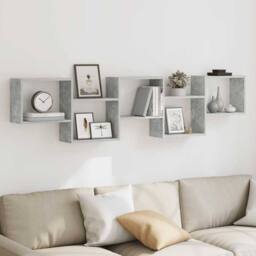 Berkfield Home Wall Cube Shelf 5 Compartments Concrete Grey Engineered Wood - thumbnail 3