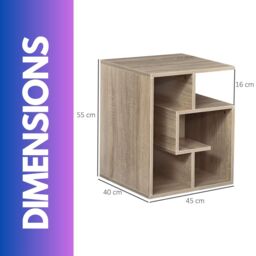 FURNOS 3 Tier Side Table With Open Shelves Living Room Furniture in Natural - thumbnail 6