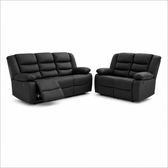 My New Sofa MNS ROMA 3+2 LEATHER RECLINER in Black - image 1