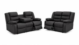 My New Sofa MNS ROMA 3+2 LEATHER RECLINER in Black - thumbnail 3