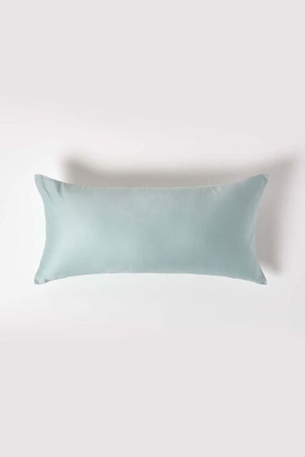 Homescapes Sateen Cotton Continental Pillowcase 400 TC, 40 x 80 cm in Duck Egg Blue - image 1