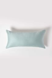 Homescapes Sateen Cotton Continental Pillowcase 400 TC, 40 x 80 cm in Duck Egg Blue