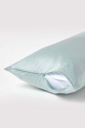 Homescapes Sateen Cotton Continental Pillowcase 400 TC, 40 x 80 cm in Duck Egg Blue - thumbnail 3