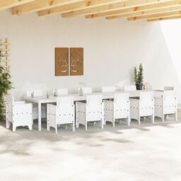 Berkfield Home Garden Table White 400x100x73 cm Poly Rattan - Size: 400 x 100 x 73 cm - thumbnail 2