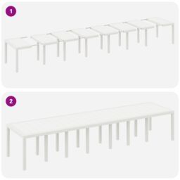 Berkfield Home Garden Table White 400x100x73 cm Poly Rattan - Size: 400 x 100 x 73 cm - thumbnail 9