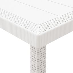Berkfield Home Garden Table White 400x100x73 cm Poly Rattan - Size: 400 x 100 x 73 cm - thumbnail 7