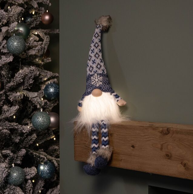 Samuel Alexander 55cm Battery Operated Light up Blue Christmas Gonk with Dangly Legs & Snowflake Hat - image 1