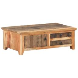 Berkfield Home Beautiful Coffee Table 90x50x31 cm Solid Reclaimed Wood in Brown - Size: 90 x 50 x 31 cm - thumbnail 8
