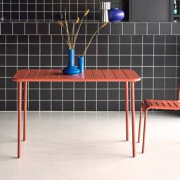 sweeek Metal Garden Table For 4 People in Terracotta - thumbnail 3