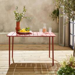 sweeek Metal Garden Table For 4 People in Terracotta - thumbnail 1
