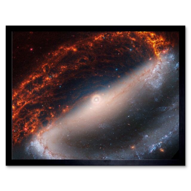 "Artery8 NASA Hubble James Webb Telescope Spiral Galaxy NGC 1300 Framed Art in Black - Size: W12"" x H16""" - image 1
