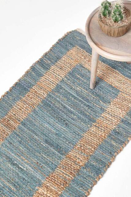 Homescapes Veranda Grey & Nude Hemp Chindi Hall Runner, 66 x 200 cm - Size: 66 cm x 200 cm - image 1