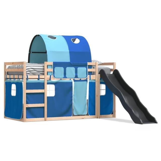 Berkfield Home Bunk Bed without Mattress with Slide & Curtains Blue 80x200 cm - image 1