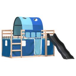 Berkfield Home Bunk Bed without Mattress with Slide & Curtains Blue 80x200 cm - thumbnail 3