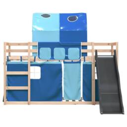 Berkfield Home Bunk Bed without Mattress with Slide & Curtains Blue 80x200 cm - thumbnail 7