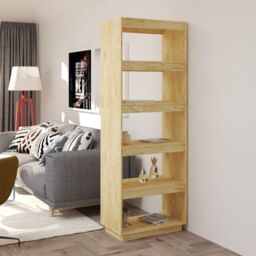 Berkfield Home Book Cabinet/Room Divider 60x35x167 cm Solid Pinewood in Brown - Size: 60 x 35 x 167 cm - thumbnail 1