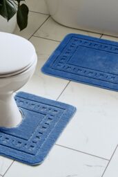 Catherine Lansfield 'Armoni' Bath Mat & Ped Set in Navy - thumbnail 1