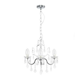 ValueLights Varuna Glass Droplet IP44 Chandelier Ceiling Light with LED Bulbs in Silver - thumbnail 2