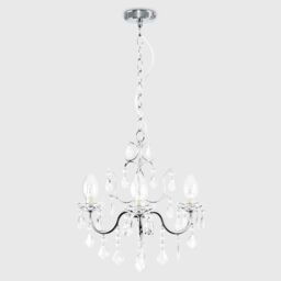 ValueLights Varuna Glass Droplet IP44 Chandelier Ceiling Light with LED Bulbs in Silver - thumbnail 3