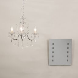 ValueLights Varuna Glass Droplet IP44 Chandelier Ceiling Light with LED Bulbs in Silver - thumbnail 1