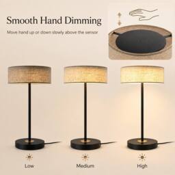 Kairui Lighting Modern LED Table Lamp With Natural Linen Shade H46cm Warm in Black - thumbnail 5