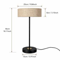 Kairui Lighting Modern LED Table Lamp With Natural Linen Shade H46cm Warm in Black - thumbnail 6
