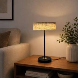 Kairui Lighting Modern LED Table Lamp With Natural Linen Shade H46cm Warm in Black - thumbnail 4